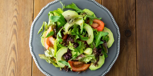 Avocado, green salad, iceberg lettuce and tomatoes