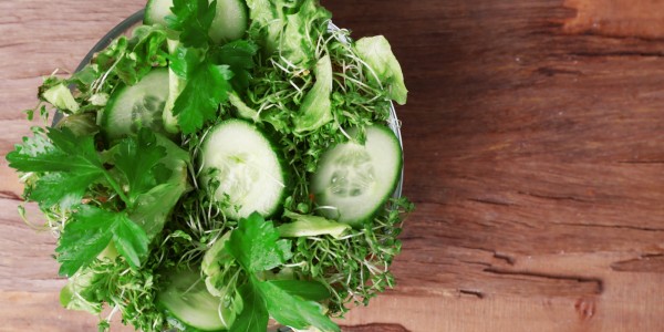 Green salad and cucumbers