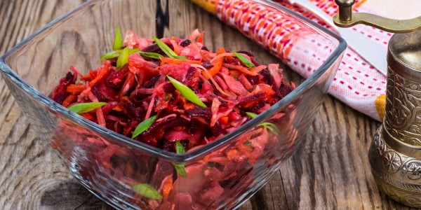 Cabbage salad, beets and carrots