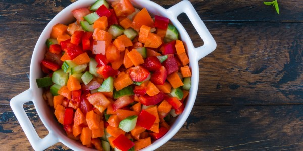 Carrots, tomatoes, cucumbers and bell peppers
