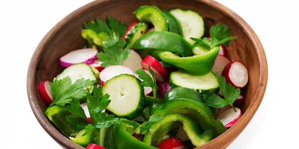 Cucumbers, radishes, green peppers and parsley