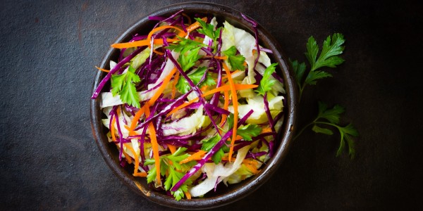 Purple cabbage, white cabbage, lettuce and carrots