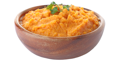 Mashed sweet potatoes cooked