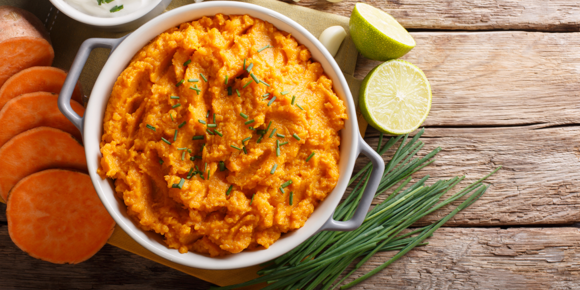 Mashed sweet potatoes cooked