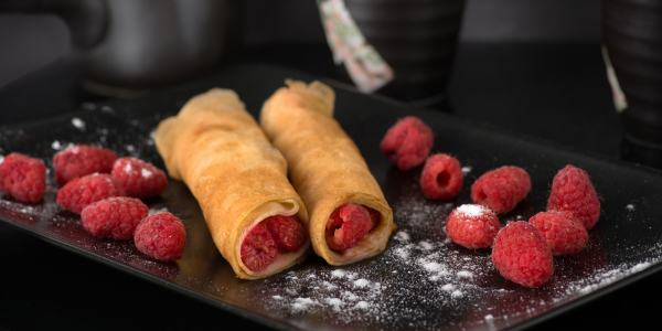 Whole wheat pancakes 100% & Raw raspberries