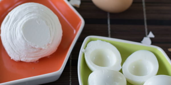 Chicken egg white boiled & Cream cheese skim, 2% fat