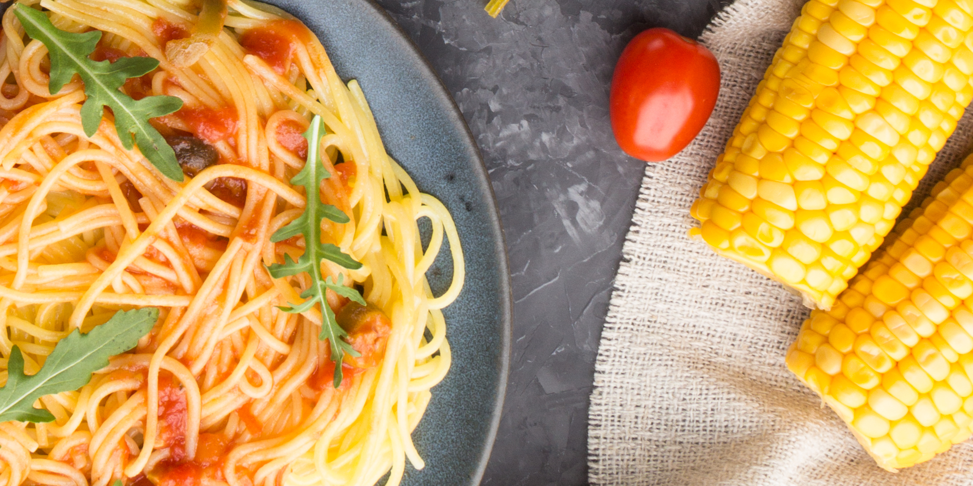 Spaghetti 100% whole wheat cooked & Sweet yellow corn cooked