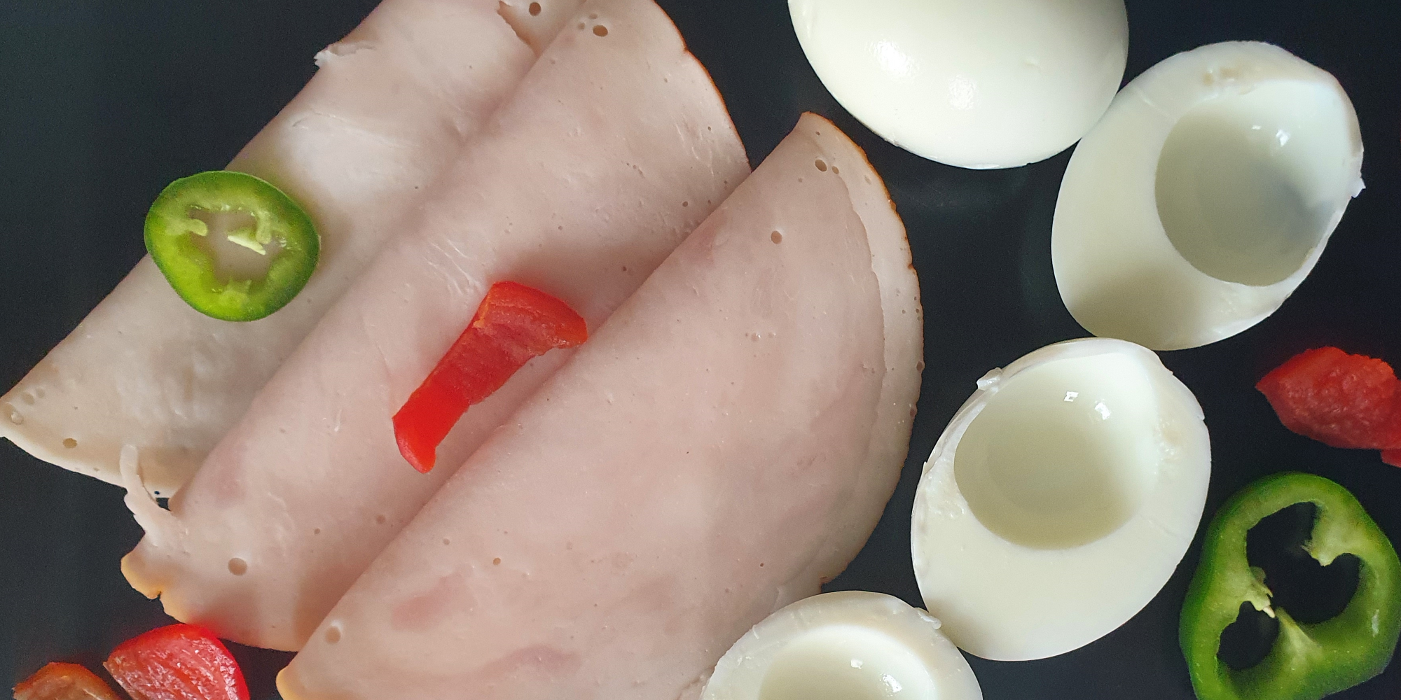 Chicken egg white boiled & Chicken ham, 3% fat