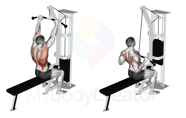 Cable Bar Lateral Pulldown (wide shoulder grip)