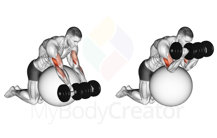 Dumbbell Preacher Curl Over Exercise Ball